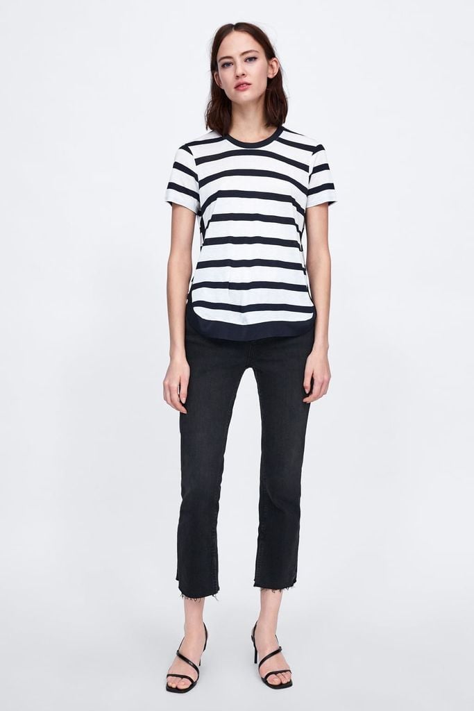 CONTRASTING FABRIC T-SHIRT- Áo Nữ