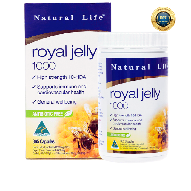 Viên uống sữa ong chúa Natural Life Úc Royal Jelly 1000mg 1.2% HDA 365 viên
