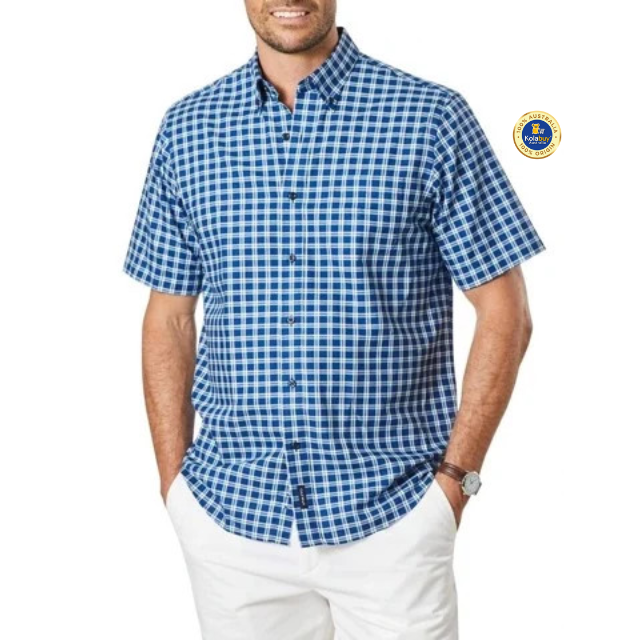 Gazman Easy Care Oxford Short Sleeve Shirt Navy