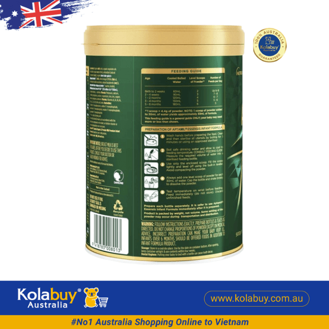 Sữa Aptamil Essensis số 1 cho bé từ 0-6 tháng Organic 900g