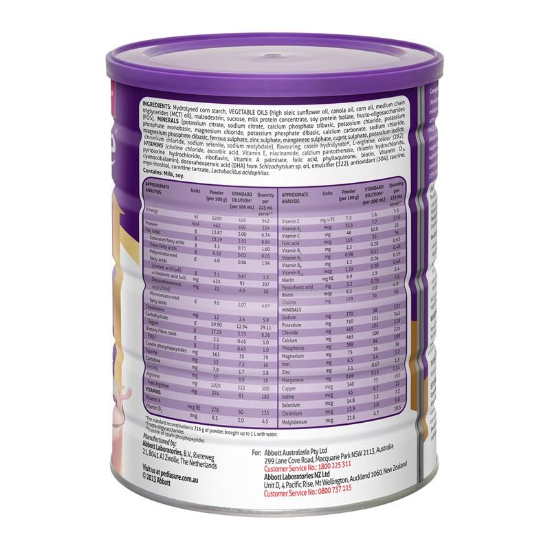 Sữa bột PediaSure Úc vị dâu 850g cho bé 1-10 tuổi