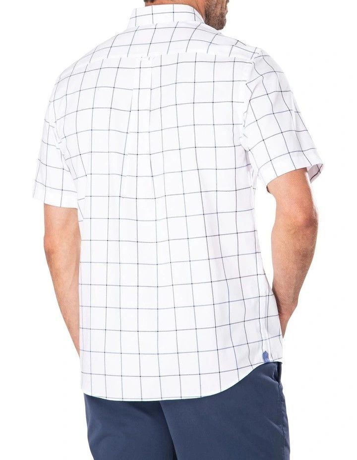 Easy Care Oxford Check Short Sleeve Shirt White