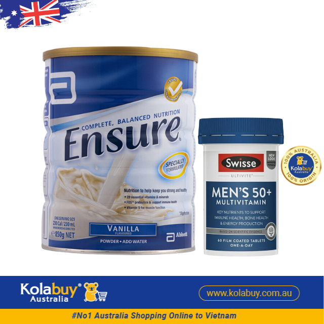 [Special Set] Chăm sóc sức khoẻ nam giới cao tuổi Sữa Ensure & Swisse Men Ultivite 50+ (Discount đến 30%)
