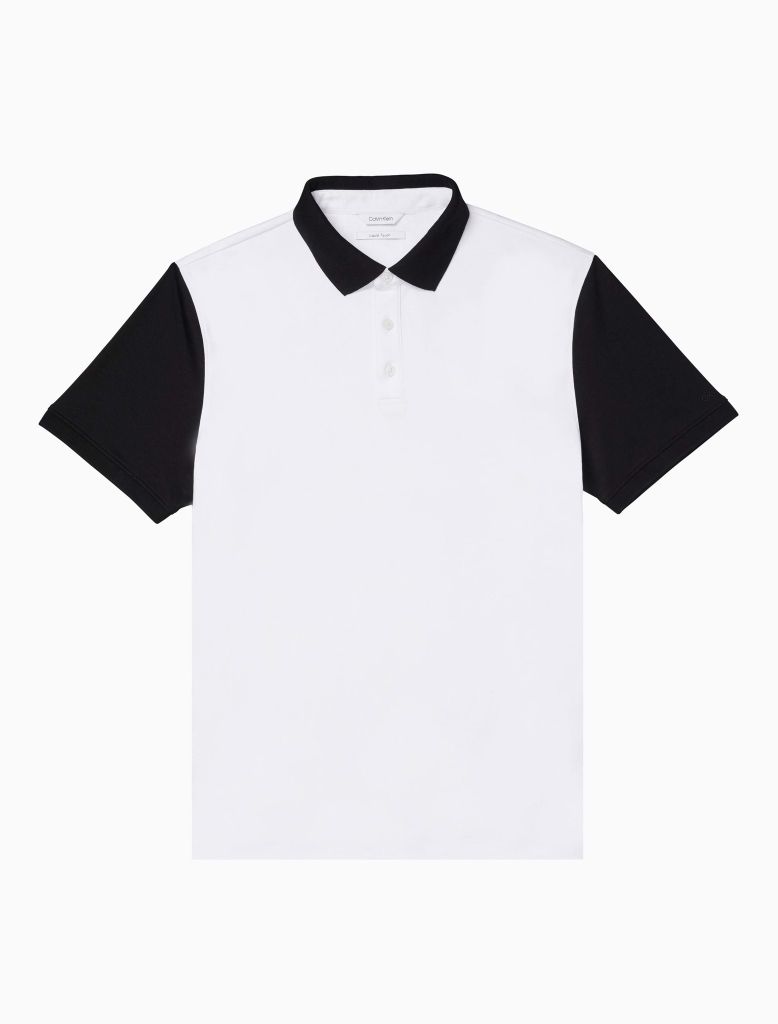 SHORT SLEEVE COLOUR BLOCKED GRAPHIC PRINT POLO