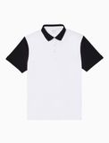 SHORT SLEEVE COLOUR BLOCKED GRAPHIC PRINT POLO