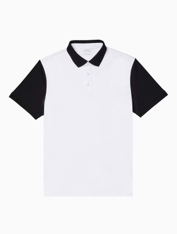 SHORT SLEEVE COLOUR BLOCKED GRAPHIC PRINT POLO