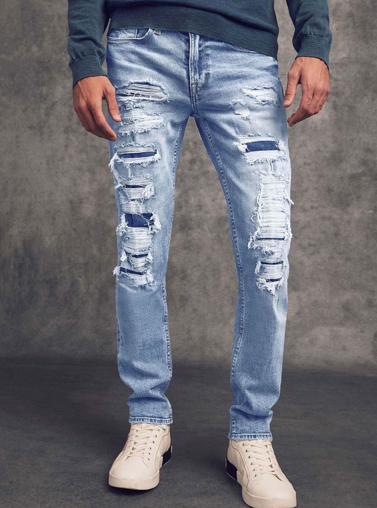 SKINNY JEANS WITH ABRASIANS - QUẦN NAM