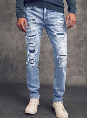 SKINNY JEANS WITH ABRASIANS - QUẦN NAM