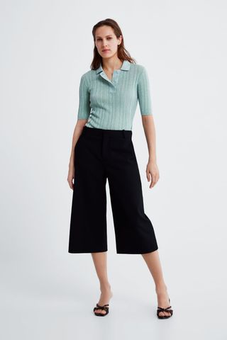 METALLIC THREAD POLO SWEATER- Áo Thun Nữ