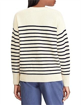 Button-Shoulder Wool Sweater