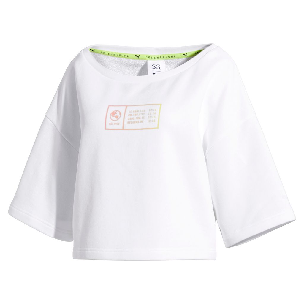 PUMA X SELENA GOMEZ CROPPED SHORT SLEEVE WOMEN'S SWEATER