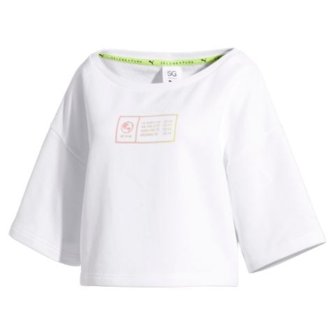 PUMA X SELENA GOMEZ CROPPED SHORT SLEEVE WOMEN'S SWEATER