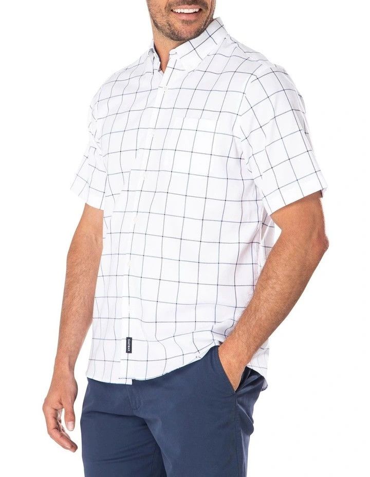 Easy Care Oxford Check Short Sleeve Shirt White