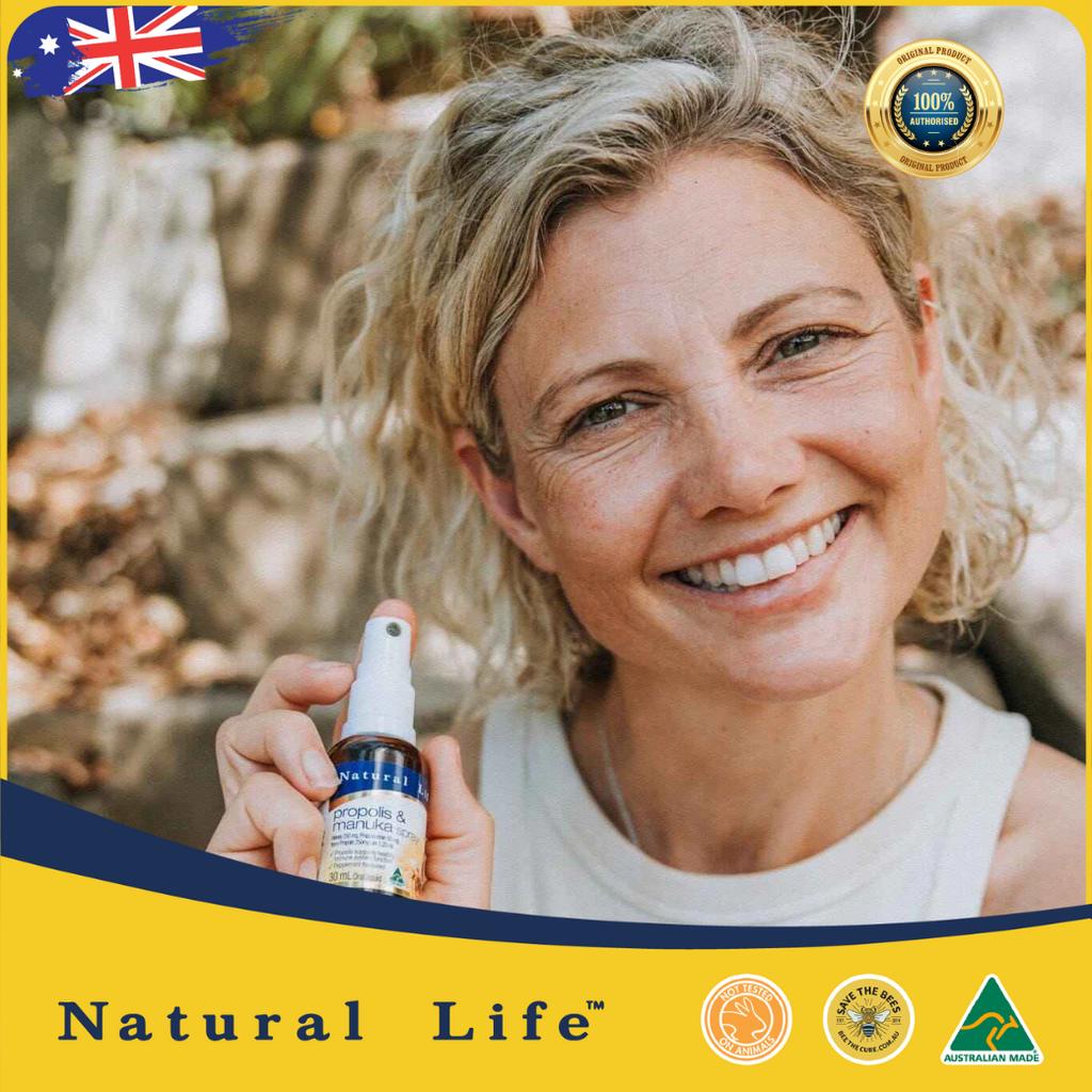 Xịt họng keo ong cao cấp Natural Life Úc Propolis & Manuka Honey Throat spray 30ml