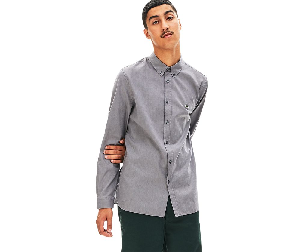 Áo Lacoste Men's Long Sleeve Jacquard Dot Slim Fit Shirt - Nimbus