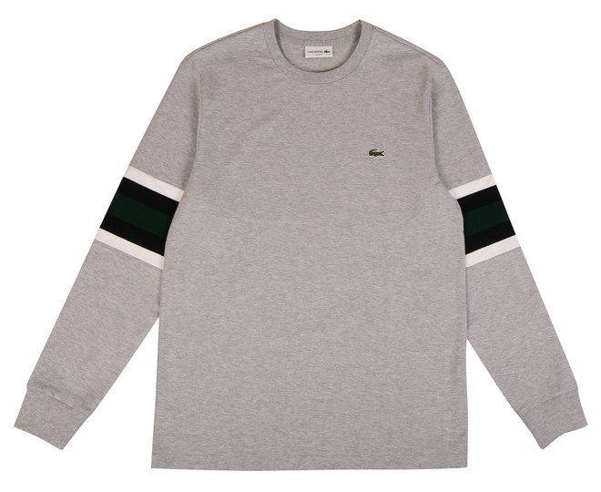 Áo Lacoste Men's Rugby Stripes Long Sleeve Heavyweight Jersey Tee / T-Shirt / Tshirt - Grey