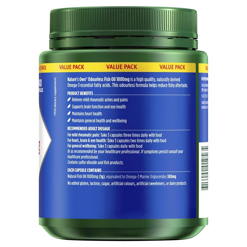 Nature's Own Odourless Fish Oil 1000mg Exclusive Size 500 viên