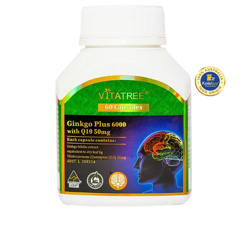 Viên uống bổ não Vitatree Ginkgo Plus 6000mg with CQ10 50mg 60 viên