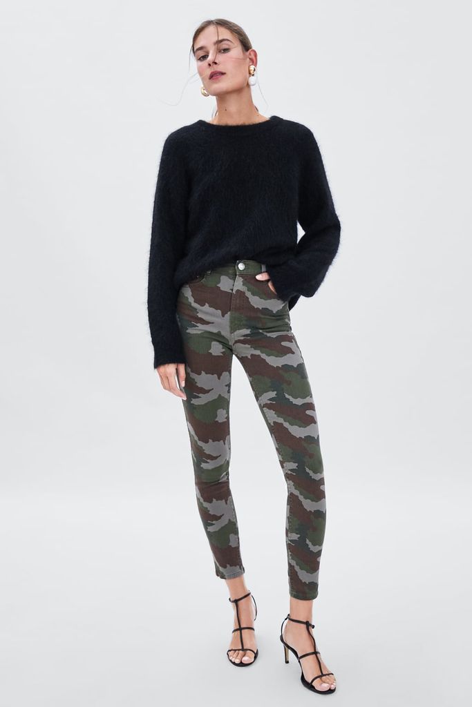 CAMOUFLAGE PRINT SKINNY JEANS