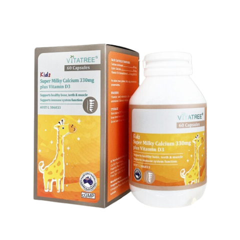 Viên uống Vitatree Kids Super Milky Calcium Vitamin D3 330mg 60 viên