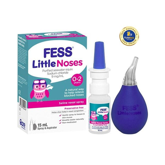 Xịt nghẹt mũi Fess Little Noses Saline Nose Spray + Aspirator 15ml