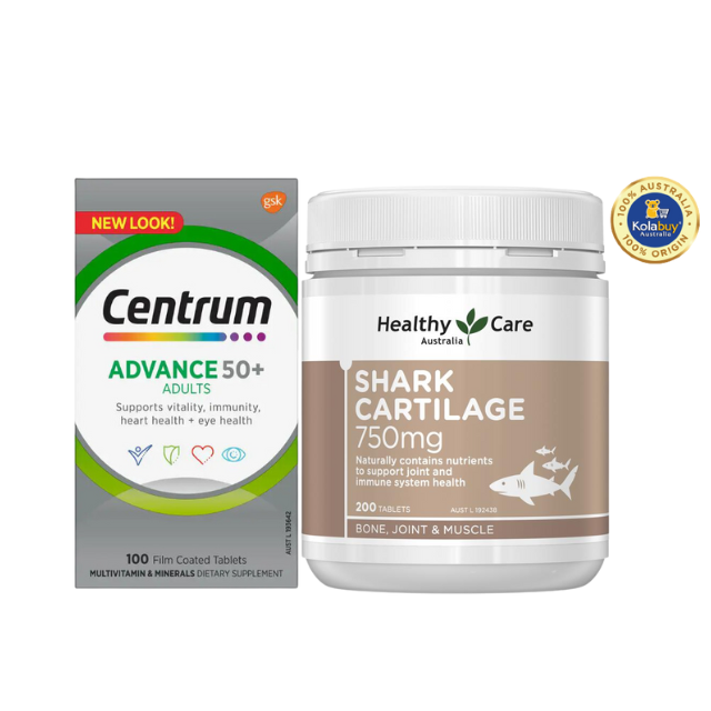 [Special Set] Chăm sóc sức khoẻ người cao tuổi Sụn cá mập Healthy care & Centrum Advance 50+ (Discount đến 30%)
