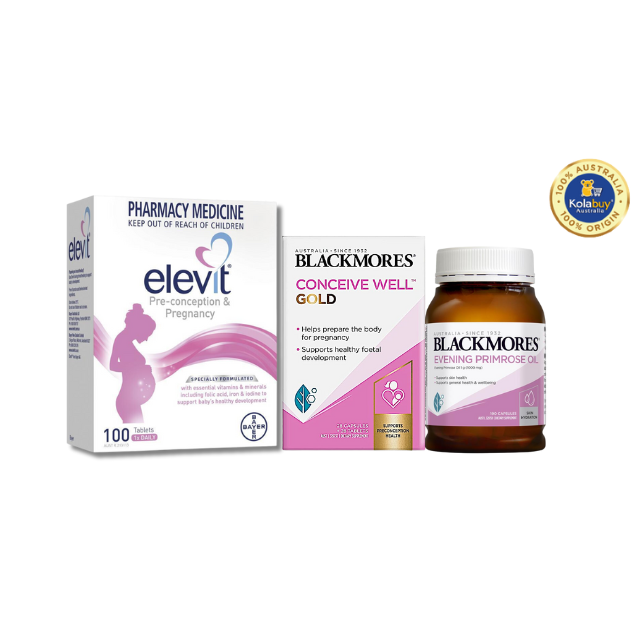 [Special Set] Chăm sóc sức khỏe trước sinh cho nữ Elevit 100v & Hoa anh thảo Blackmores & Bổ trứng Blackmores (Discount đến 30%)