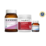 [Special Set] Chăm sóc sức khỏe phái đẹp Tinh dầu Hoa anh thảo Blackmores & Hỗ trợ Da, Móng, Tóc Blackmores & Vitamin E Healthy Care (Discount đến 30%)