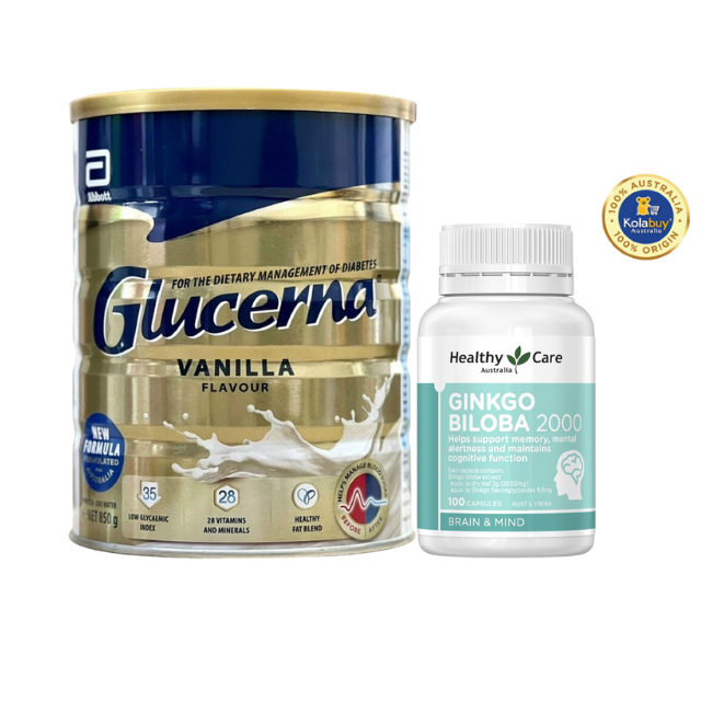 [Special Set] Chăm sóc sức khoẻ người cao tuổi Sữa tiểu đường Glucerna & Bổ não Ginkgo Healthy care (Discount đến 30%)