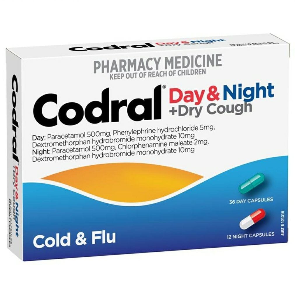 Codral Cold and Flu + Dry Cough Day & Night Tablets 48 Capsule