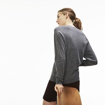 WOMEN'S TONAL CROCODILE DEEP V WOOL KNIT