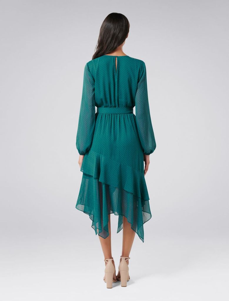 Tia Printed Asymmetric Frill Maxi Dress
