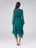Tia Printed Asymmetric Frill Maxi Dress