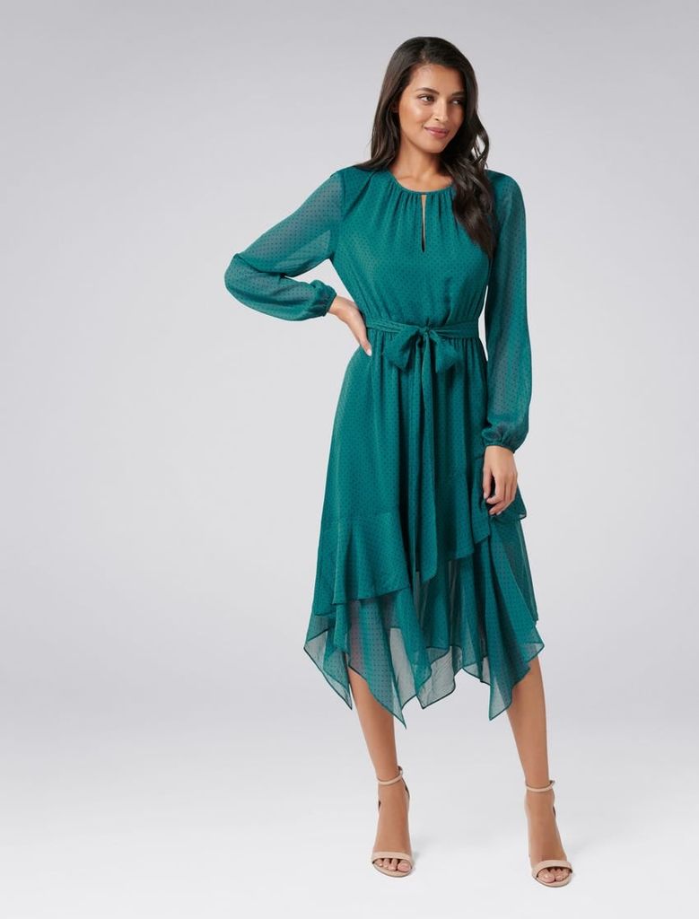 Tia Printed Asymmetric Frill Maxi Dress
