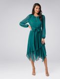 Tia Printed Asymmetric Frill Maxi Dress