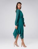 Tia Printed Asymmetric Frill Maxi Dress