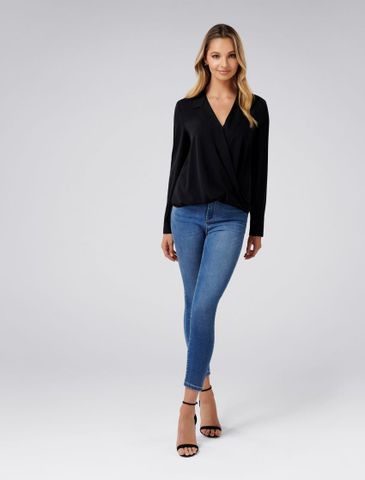 Clair Camp Collar Wrap Blouse
