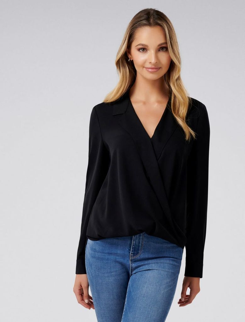 Clair Camp Collar Wrap Blouse