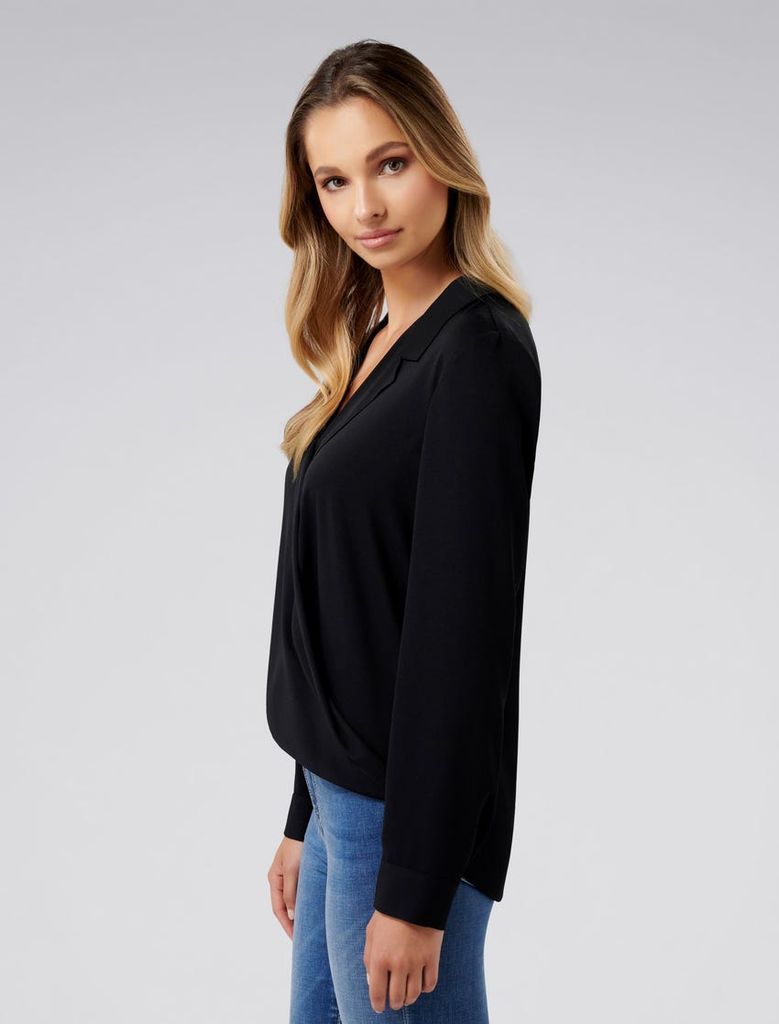 Clair Camp Collar Wrap Blouse