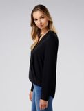 Clair Camp Collar Wrap Blouse