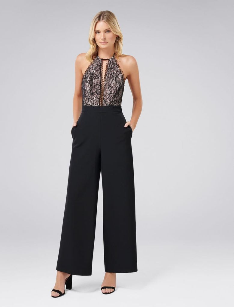 Phoenix Lace Bodice Halter Jumpsuit