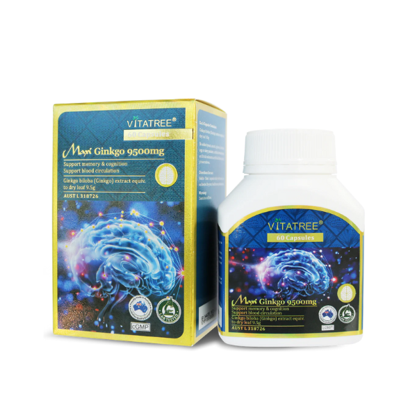 Viên uống bổ não Vitatree Maxi Ginkgo 9500mg 60 viên
