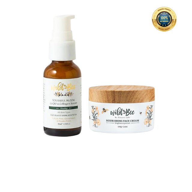 [Special Set] Chăm sóc da mặt Wild Bee Úc Serum trẻ hóa Youthful Bloom, CoQ10, Collagen 30ml & Kem dưỡng Nourishing Face 100g (Discount đến 30%)