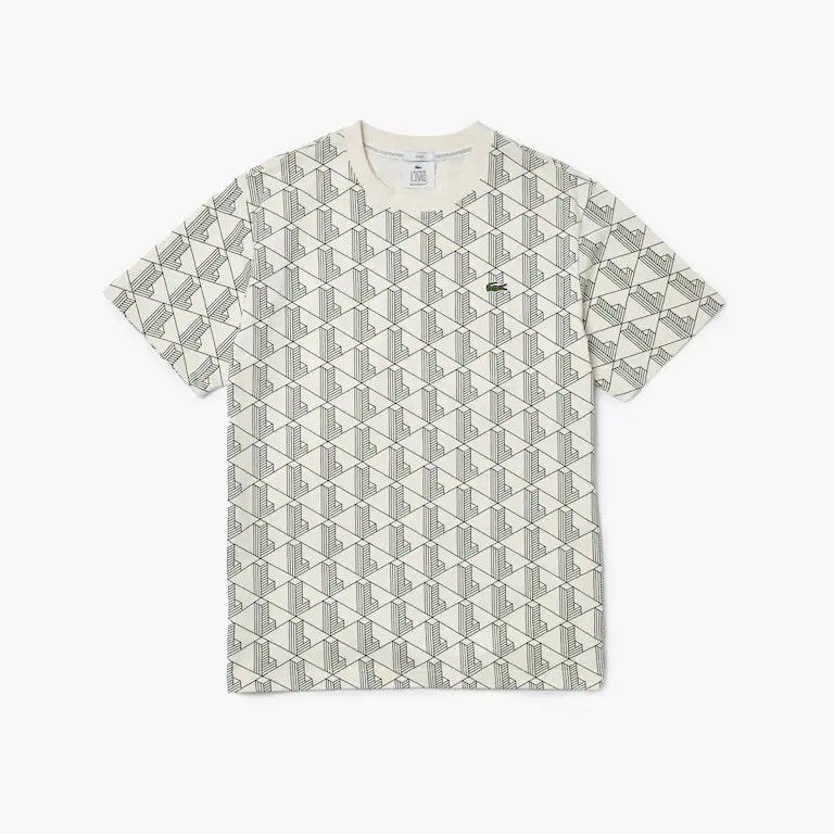 Unisex Lacoste LIVE Monogram Print Cotton T-shirt