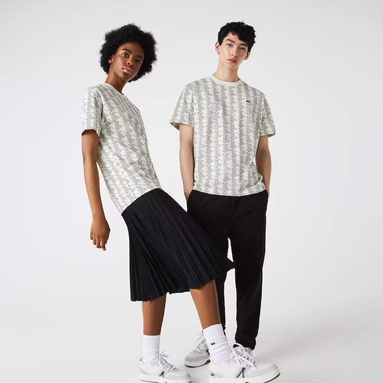 Unisex Lacoste LIVE Monogram Print Cotton T-shirt