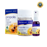 [Special Set] Hỗ trợ đề kháng Natural Life Úc Viên keo ong 500mg 60 viên & Xịt họng keo ong (Discount đến 30%)