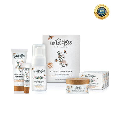 Set quà tặng Wild Bee - Kem dưỡng da mặt, Mặt nạ, Kem tay, Sữa rửa mặt, tặng Son dưỡng môi