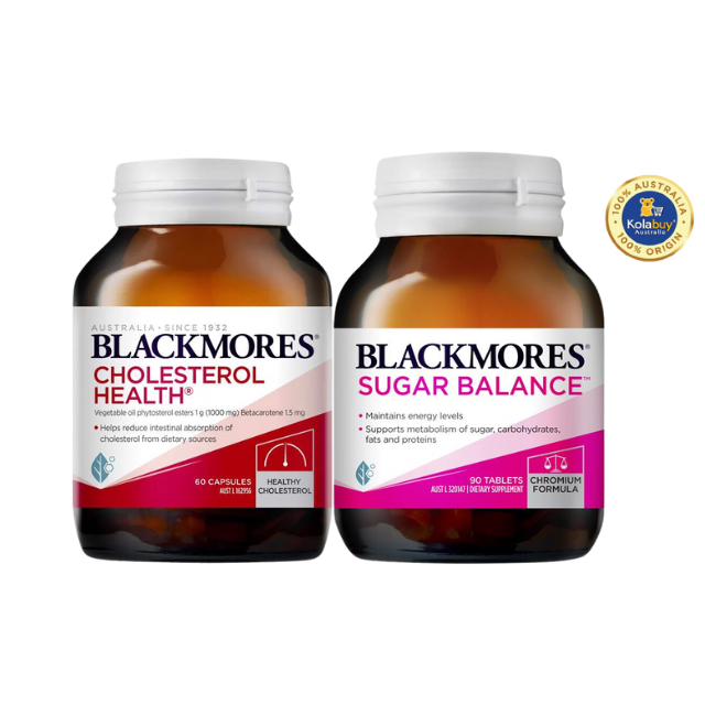 [Special Set] Tăng cường sức khỏe của Blackmores Úc Cân bằng đường huyết Sugar Balance 90v & Giảm mỡ máu Cholesterol 60v (Discount đến 30%)