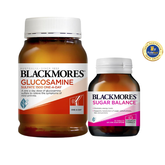 [Special Set] Tăng cường sức khỏe của Blackmores Úc Bổ xương khớp Glucosamine 180v & Cân bằng đường huyết Sugar Balance 90v (Discount đến 30%)