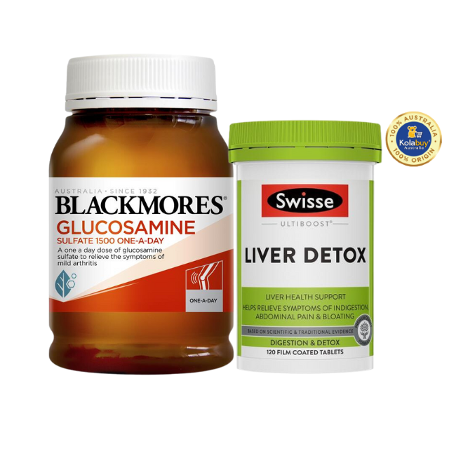 [Special Set] Tăng cường sức khỏe của Úc Bổ xương khớp Glucosamine Blackmores 180v & Thải độc gan Liver Detox Swisse 120v (Discount đến 30%)